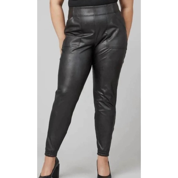 SPANX Faux Leather Jogger Pants Women's Size XS - Picture 1 of 6